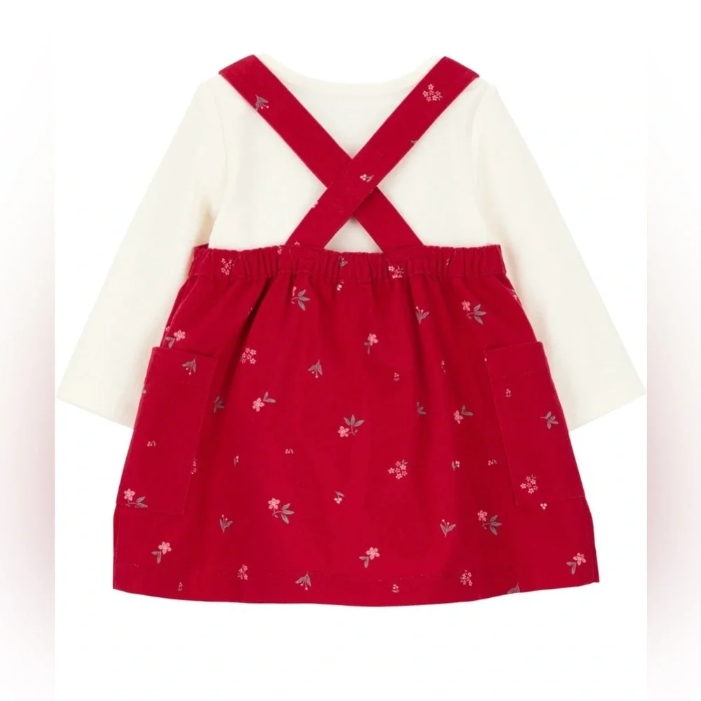 Carter's Red Floral Jumper with White Sleeves